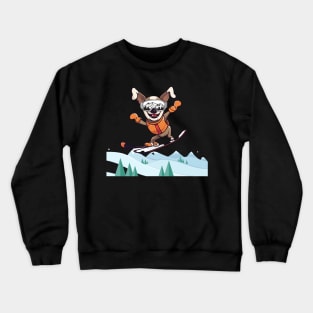 Cute Dog on Snowboard Crewneck Sweatshirt